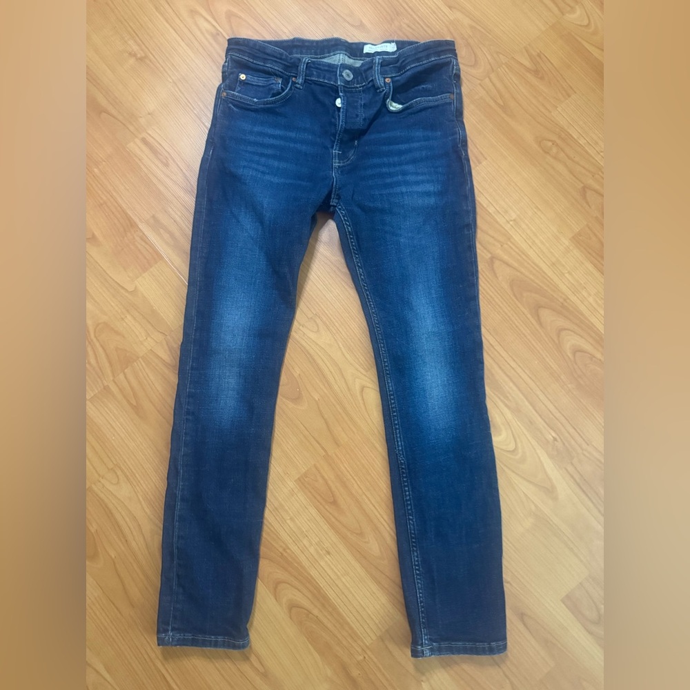 Allsaints Jeans Mens 32x30 Cigarette Skinny Fit Button & Zip Blue